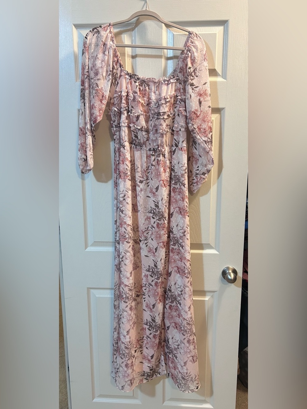 Baltic Born Pink Floral Ruffle Maxi Dress